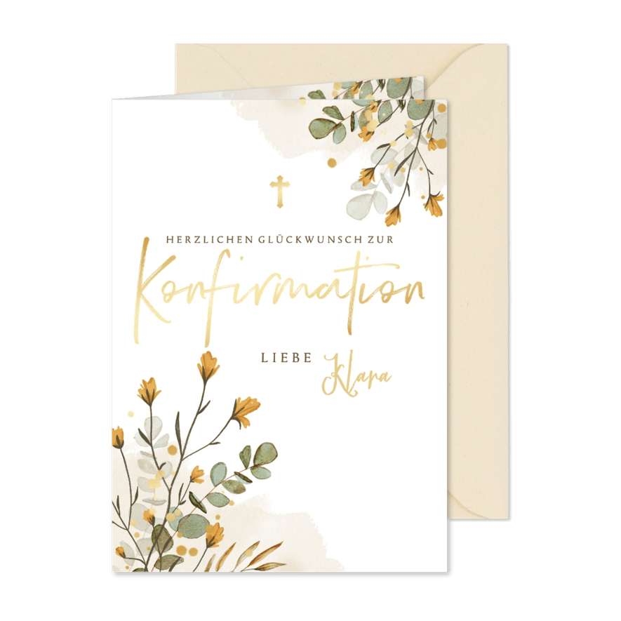 Glückwunschkarte Konfirmation Wiesenblumen - Karteneindruck
