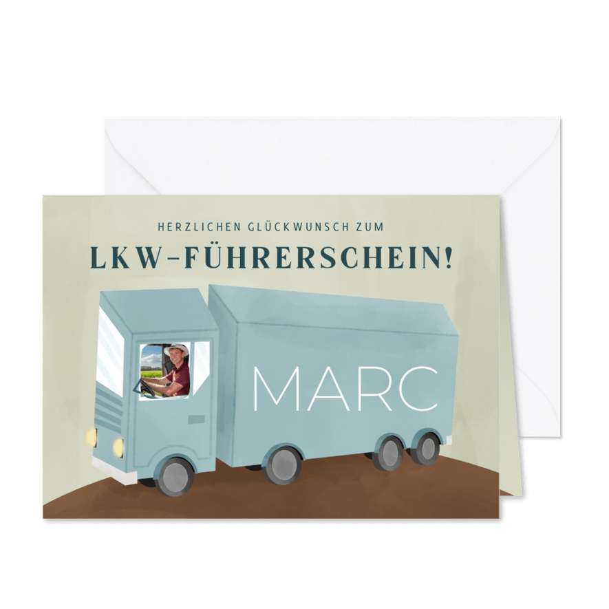 Glückwunschkarte LKW-Führerschein - Karteneindruck