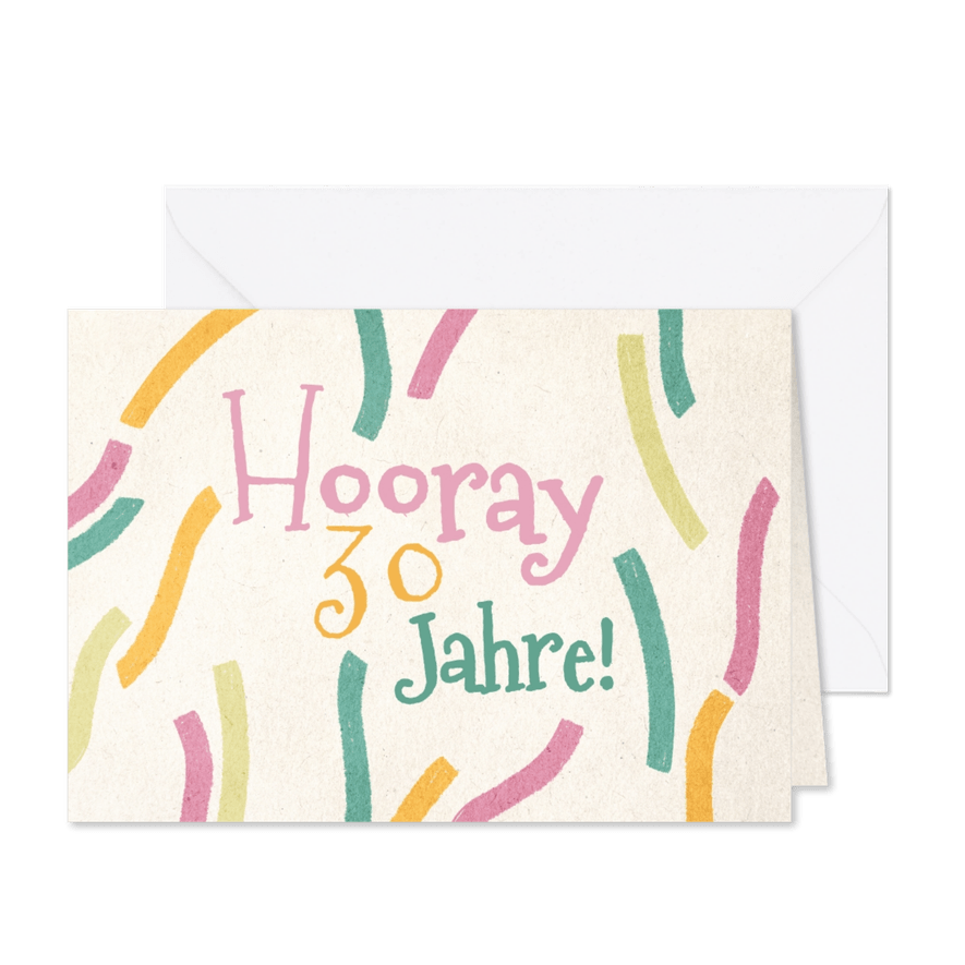 Glückwunschkarte mit Konfettistreifen zum Geburtstag - Karteneindruck