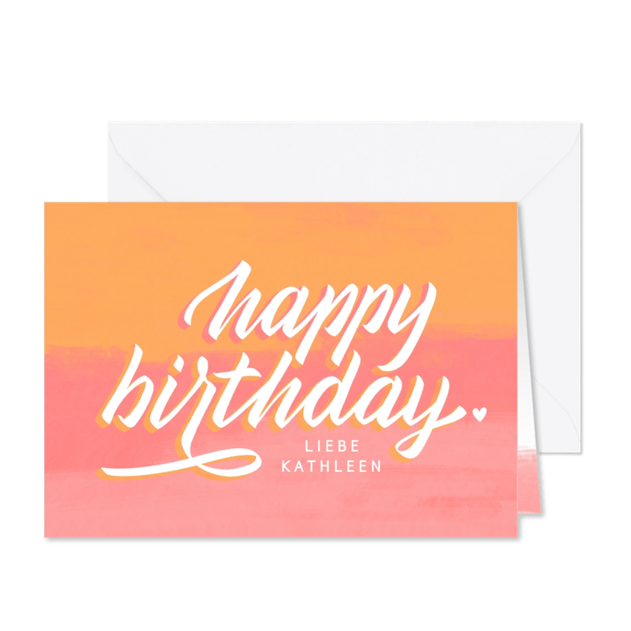 Glückwunschkarte mit Lettering "Happy Birthday" - Karteneindruck