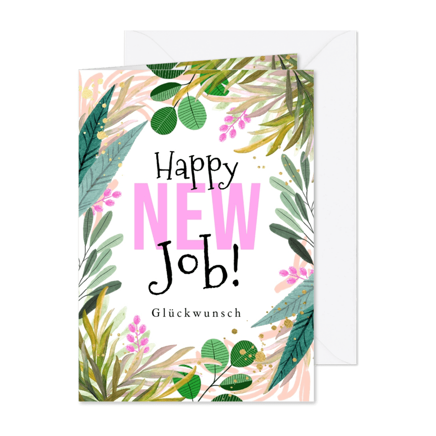 Glückwunschkarte neuer Job botanisch - Karteneindruck