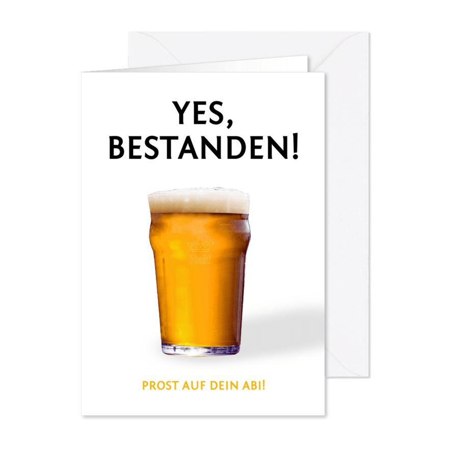 Glückwunschkarte Prüfung Bierglas 'Prost!' - Karteneindruck