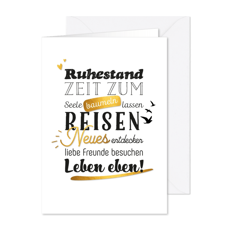 Glückwunschkarte Ruhestand Leben - Karteneindruck