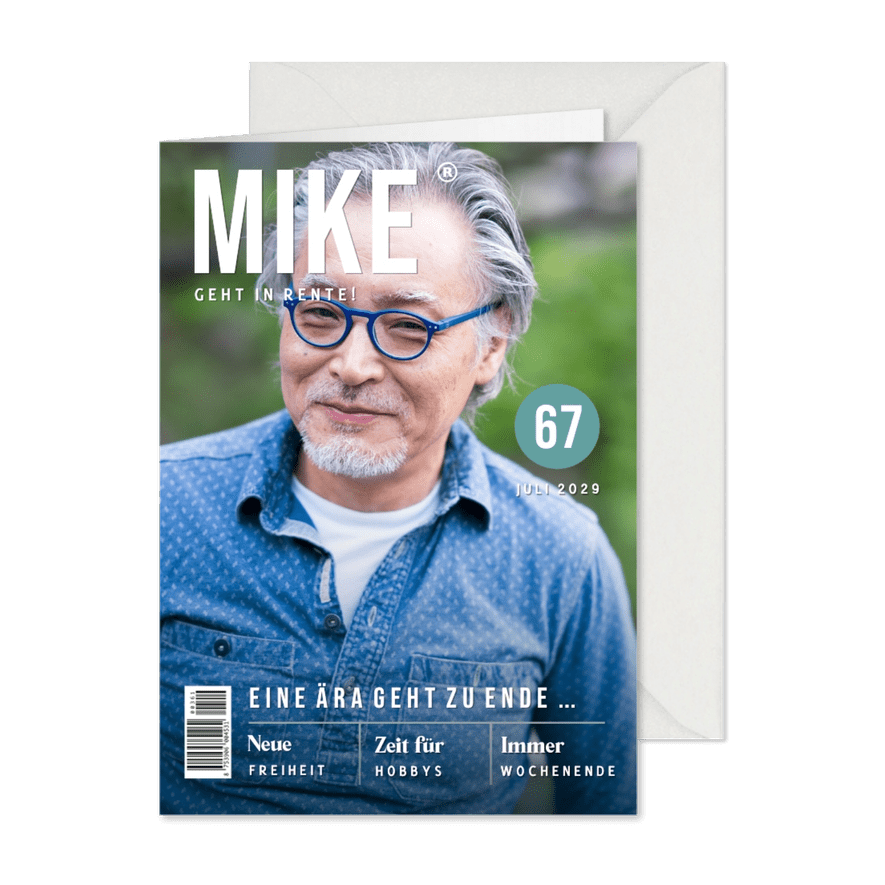 Glückwunschkarte Ruhestand mit Foto als Zeitschrift - Karteneindruck
