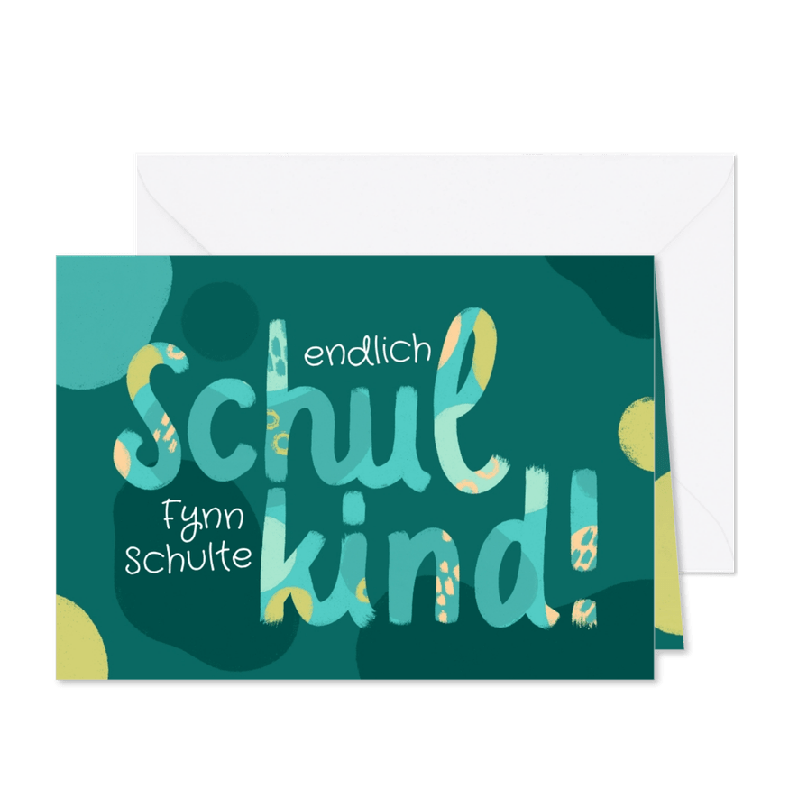 Glückwunschkarte Schulkind Einschulung Lettering - Karteneindruck