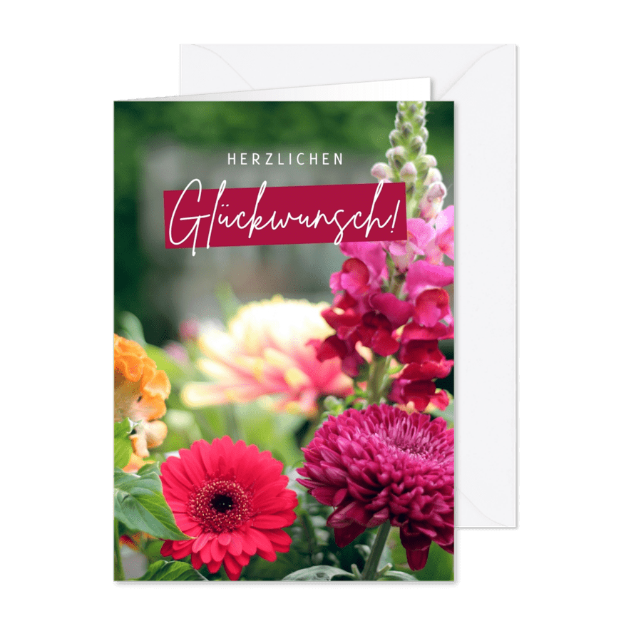 Glückwunschkarte Sommerblumen - Karteneindruck