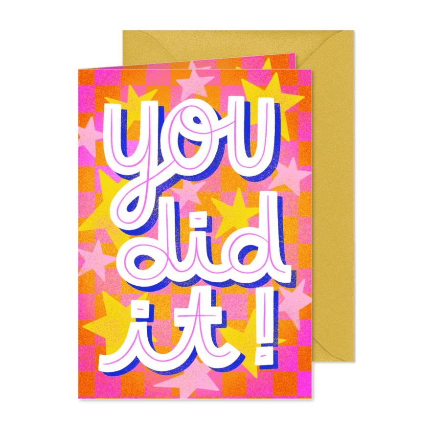 Glückwunschkarte Sterne 'You did it' retro - Karteneindruck