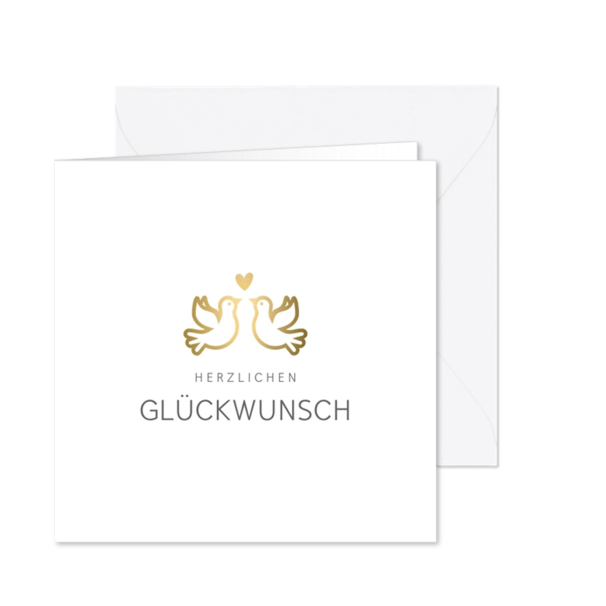 Glückwunschkarte Turteltauben mit Herz - Karteneindruck