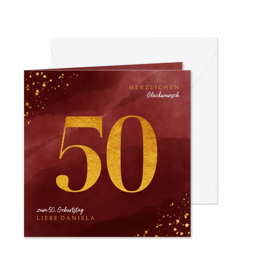 Glückwunschkarte zum 50. Geburtstag Goldzahl - Karteneindruck