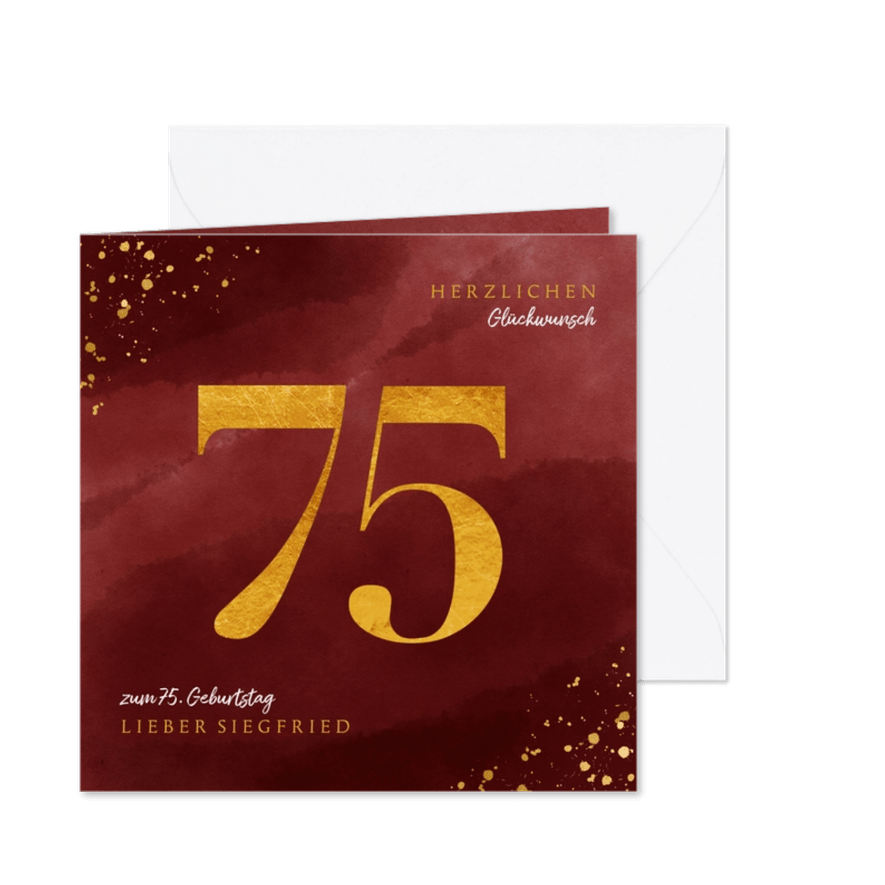 Glückwunschkarte zum 75. Geburtstag Goldzahl - Karteneindruck