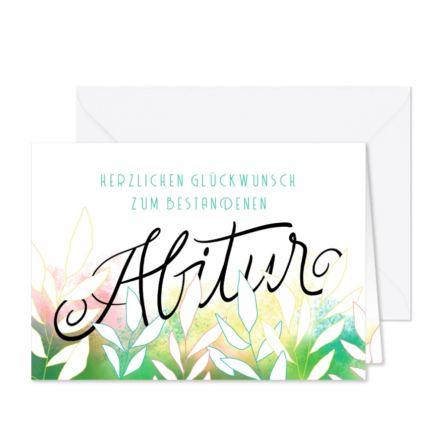 Glückwunschkarte zum Abitur Lettering und Aquarell - Karteneindruck