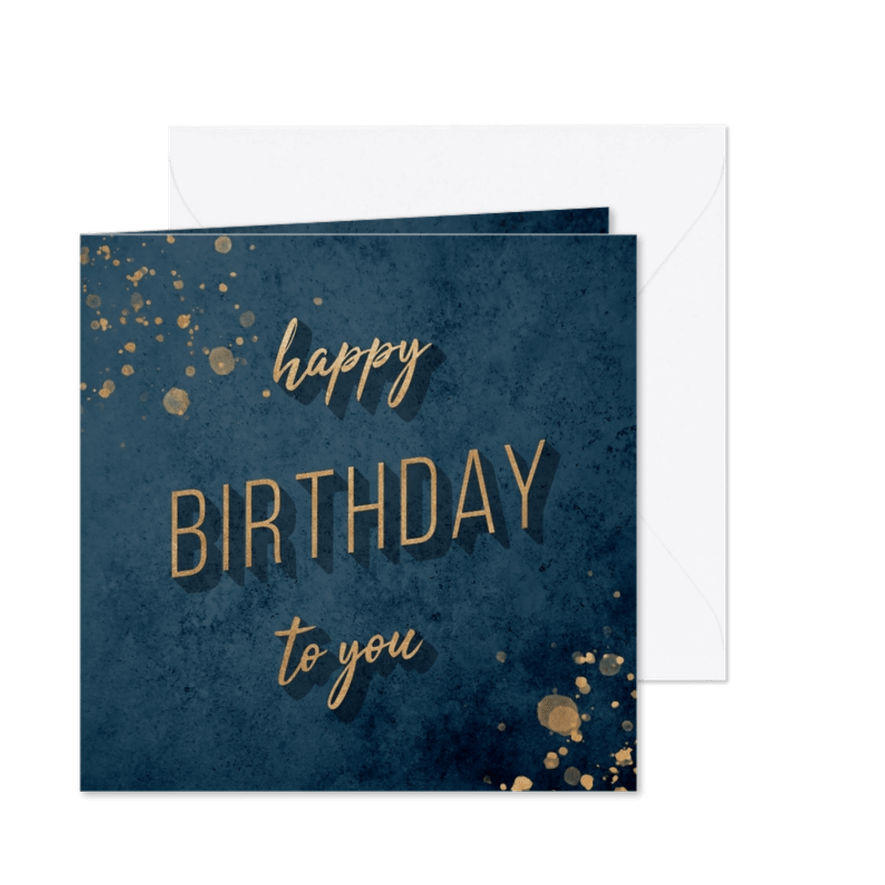 Glückwunschkarte zum Geburtstag blau "Happy Birthday" - Karteneindruck