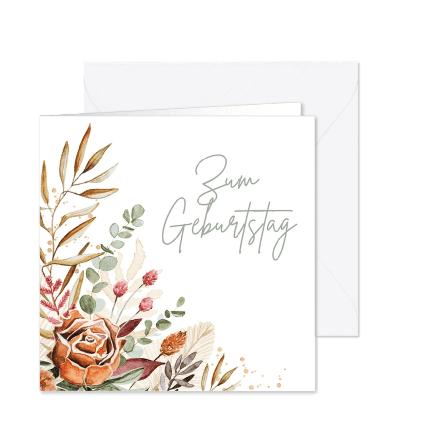 Glückwunschkarte zum Geburtstag Blumenbouquet - Karteneindruck