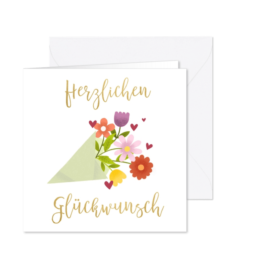 Glückwunschkarte zum Geburtstag Blumenstrauß - Karteneindruck