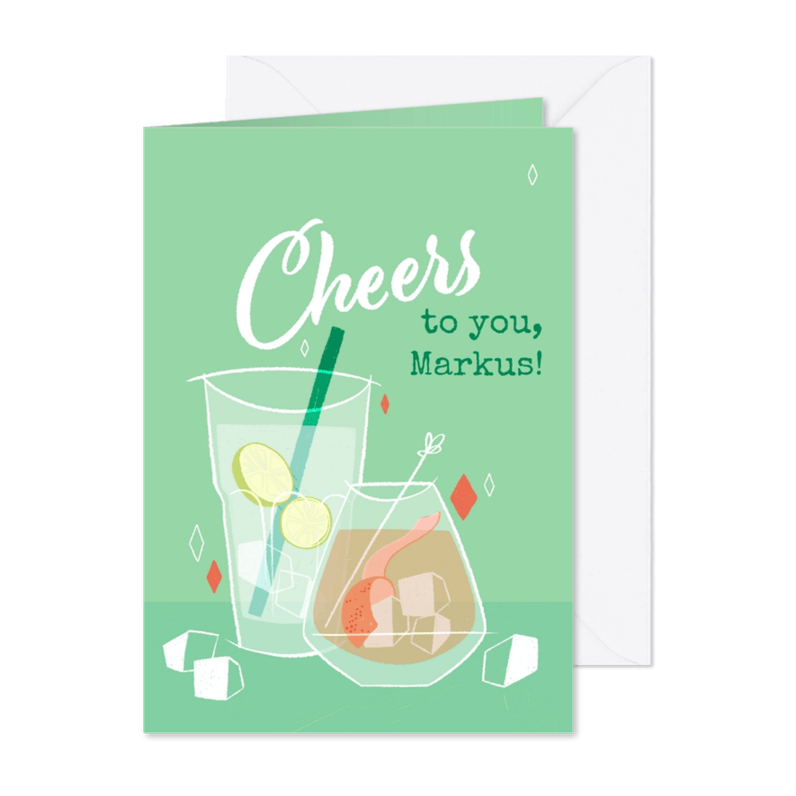 Glückwunschkarte zum Geburtstag 'Cheers to you' - Karteneindruck