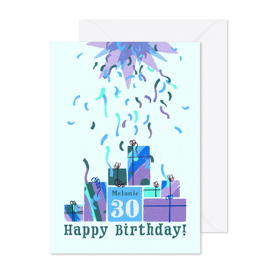 Glückwunschkarte zum Geburtstag Geschenke - Karteneindruck