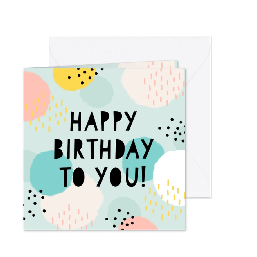 Glückwunschkarte zum Geburtstag grafisch & pastell - Karteneindruck