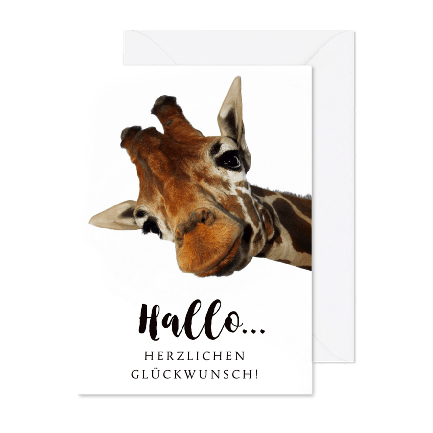 Glückwunschkarte zum Geburtstag mit Giraffe - Karteneindruck