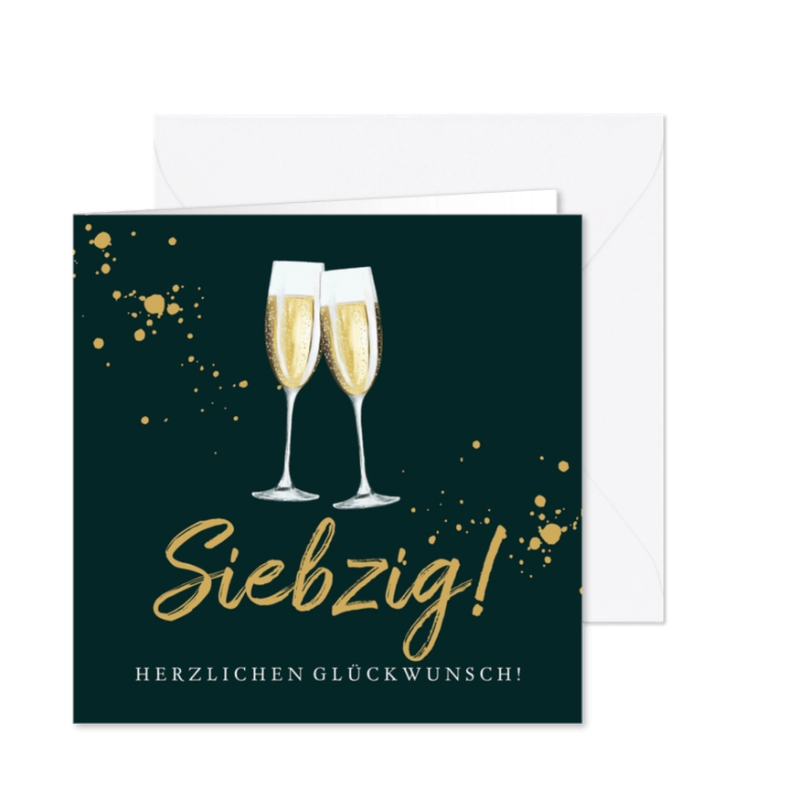 Glückwunschkarte zum Geburtstag Sektgläser - Karteneindruck