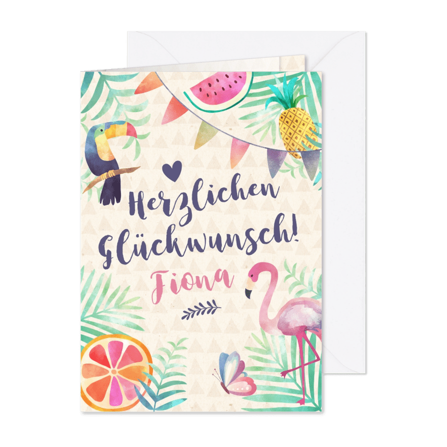 Glückwunschkarte zum Geburtstag Tropical - Karteneindruck