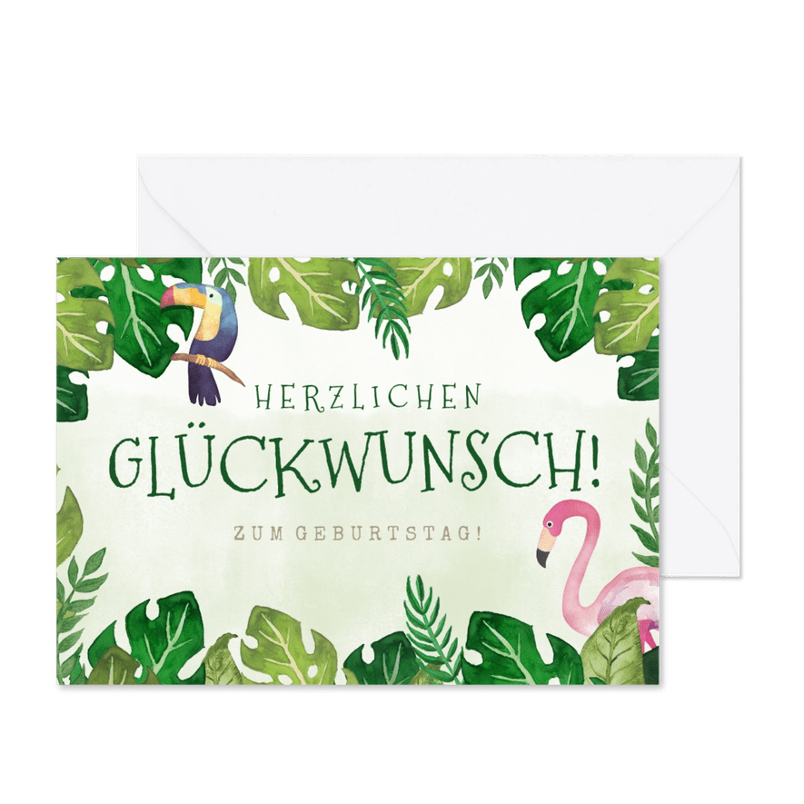 Glückwunschkarte zum Geburtstag tropisch mit Foto - Karteneindruck