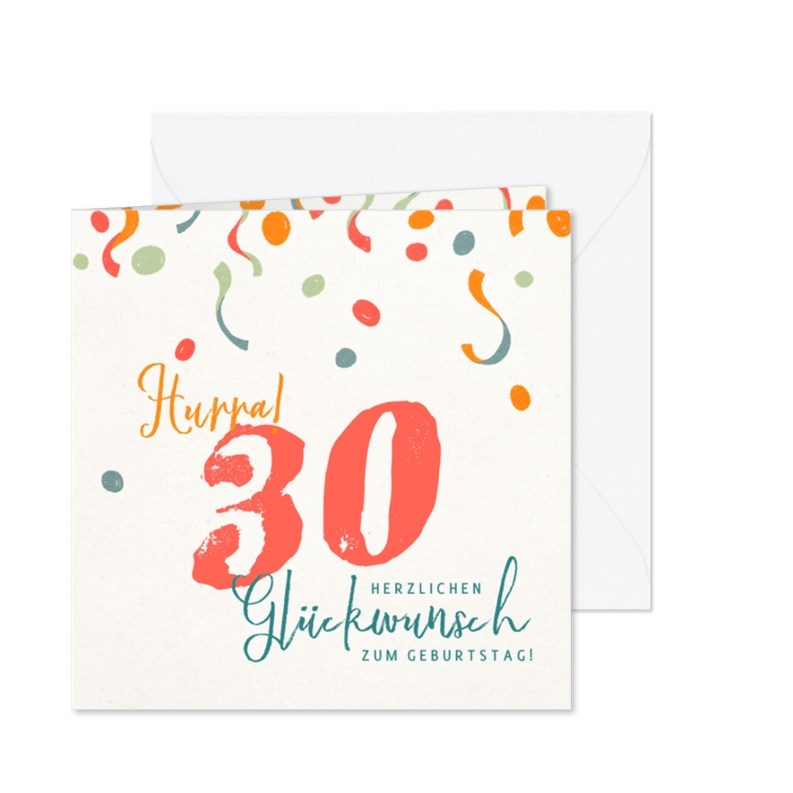 Glückwunschkarte zum Geburtstag Ziffer und Konfetti - Karteneindruck