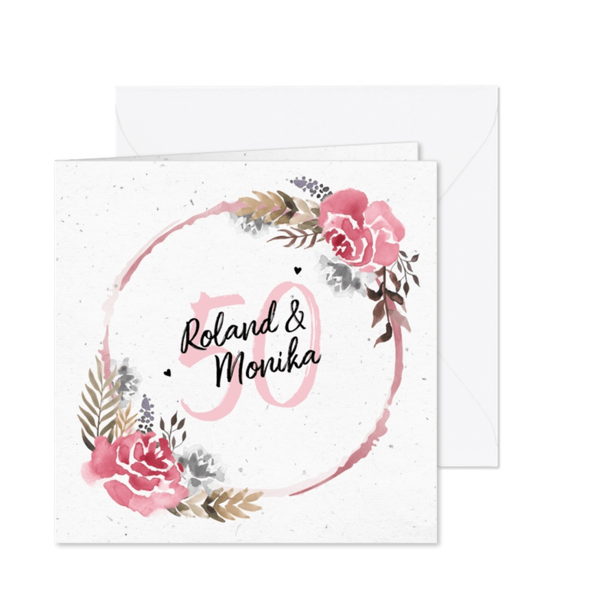Glückwunschkarte zum Hochzeitstag Rosen - Karteneindruck
