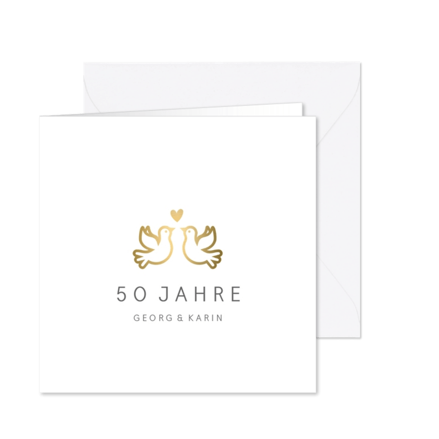 Glückwunschkarte zum Hochzeitstag Tauben - Karteneindruck