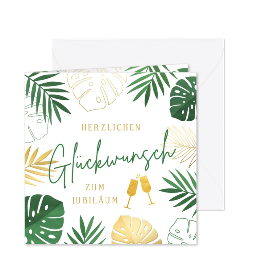 Glückwunschkarte zum Jubiläum botansiche Blätter - Karteneindruck
