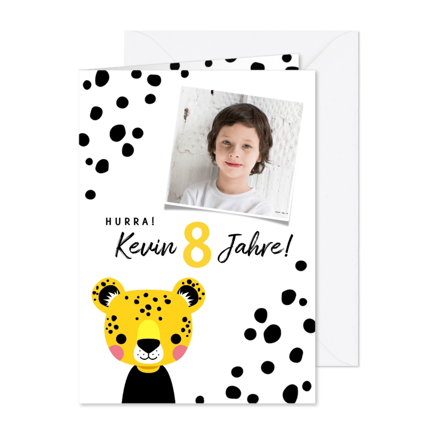 Glückwunschkarte zum Kindergeburtstag Leopard - Karteneindruck
