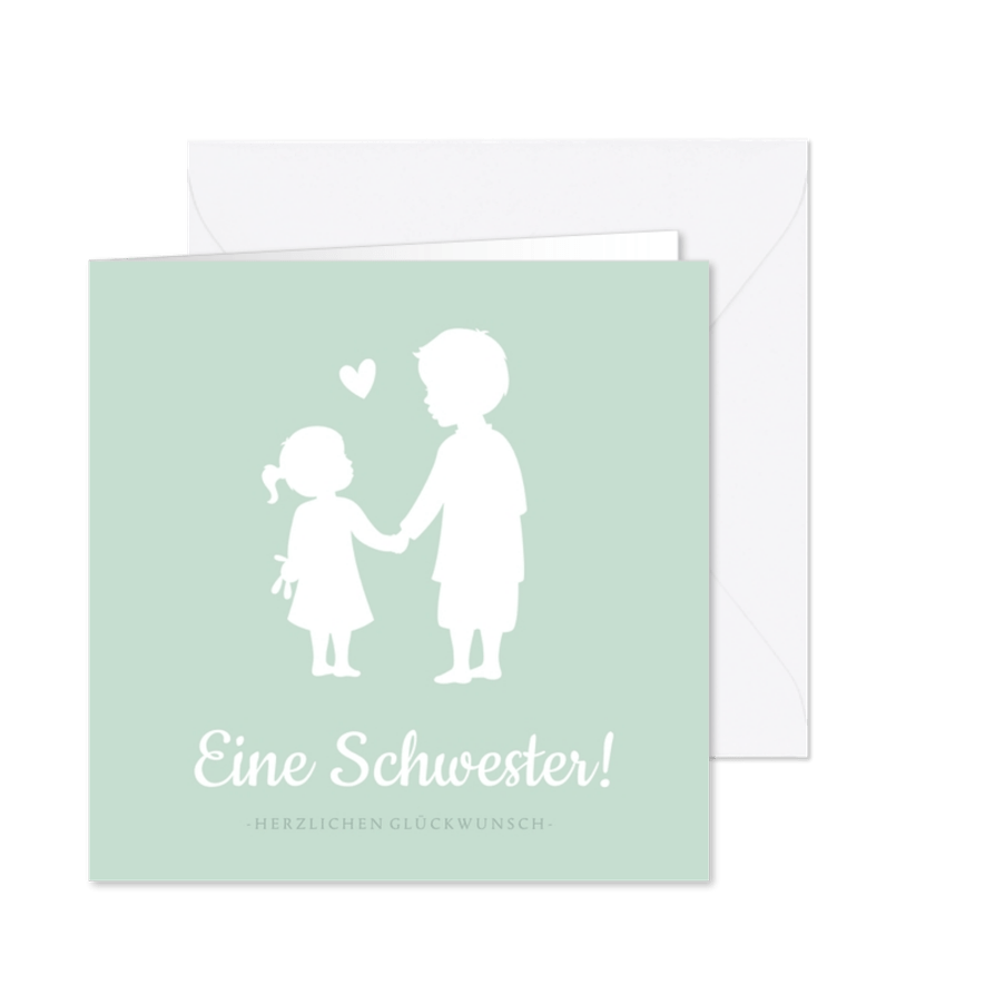Glückwunschkarte zur Geburt kleine Schwester großer Bruder - Karteneindruck
