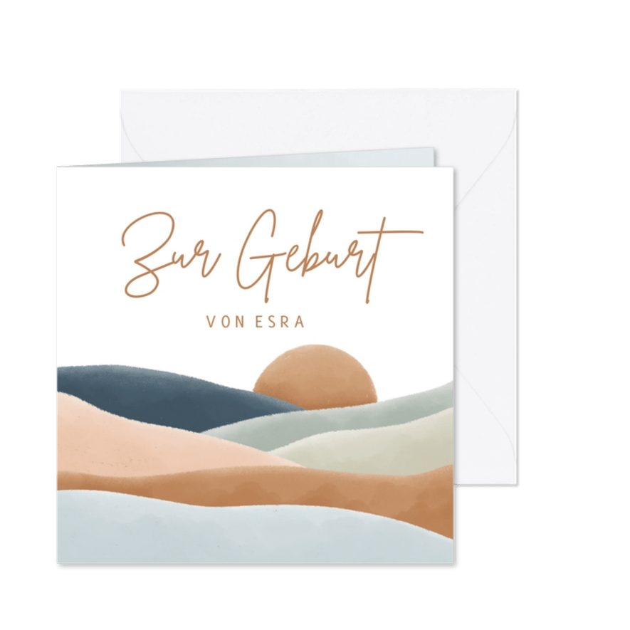 Glückwunschkarte zur Geburt Sonnenaufgang - Karteneindruck