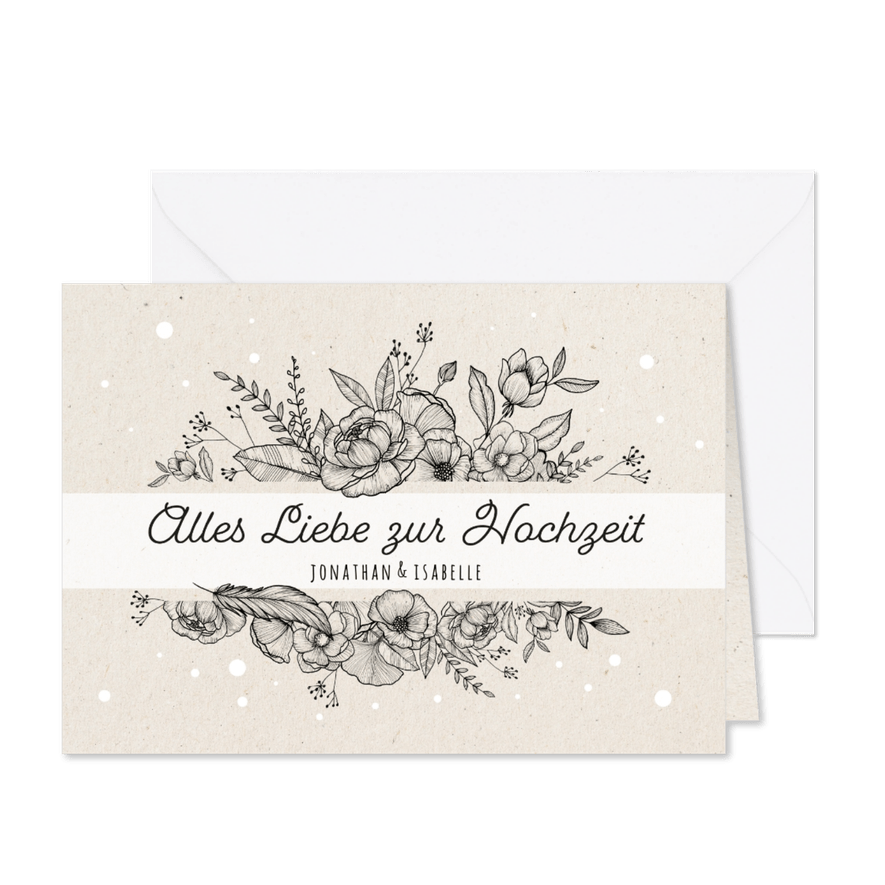 Glückwunschkarte zur Hochzeit Blumengesteck - Karteneindruck