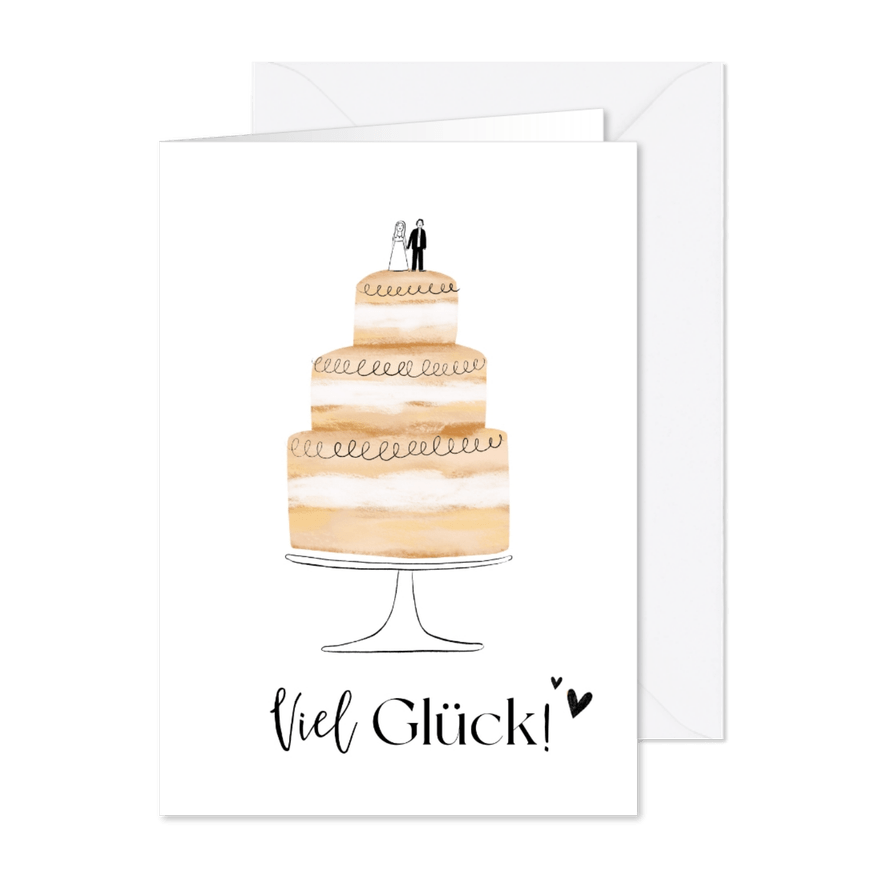 Glückwunschkarte zur Hochzeit Hochzeitstorte - Karteneindruck
