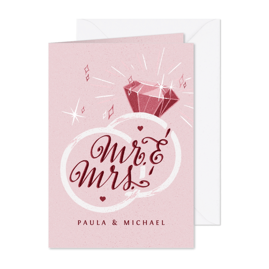 Glückwunschkarte zur Hochzeit Ringe "Mr. und Mrs." - Karteneindruck