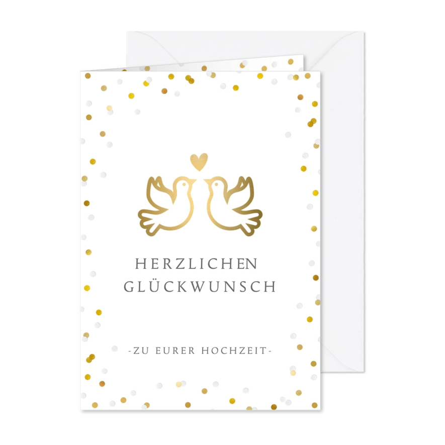 Glückwunschkarte zur Hochzeit Tauben mit Herz - Karteneindruck
