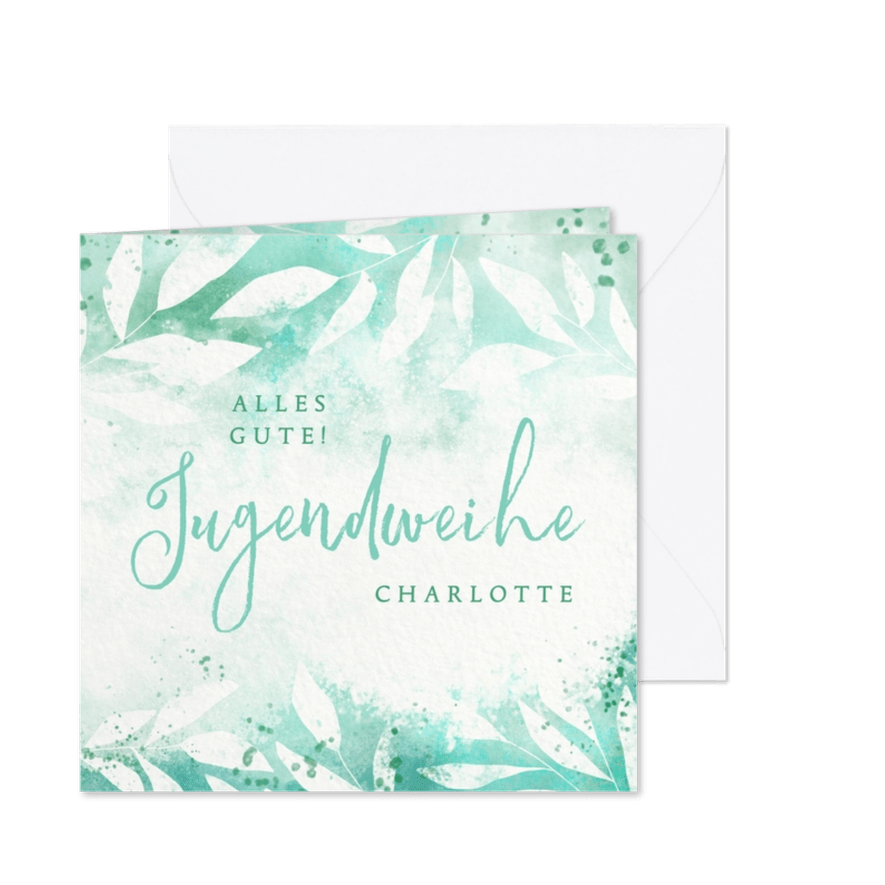 Glückwunschkarte zur Jugendweihe Florales Aquarell - Karteneindruck