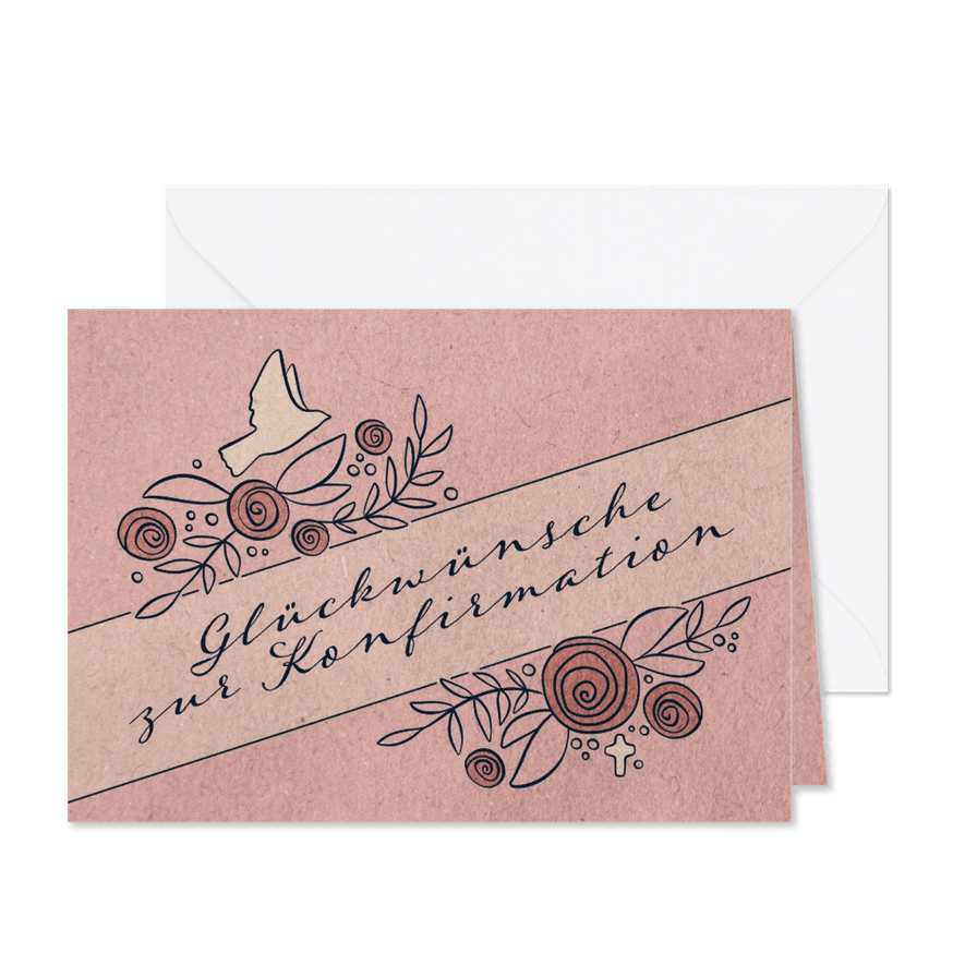 Glückwunschkarte zur Konfirmation mit Rosen - Karteneindruck