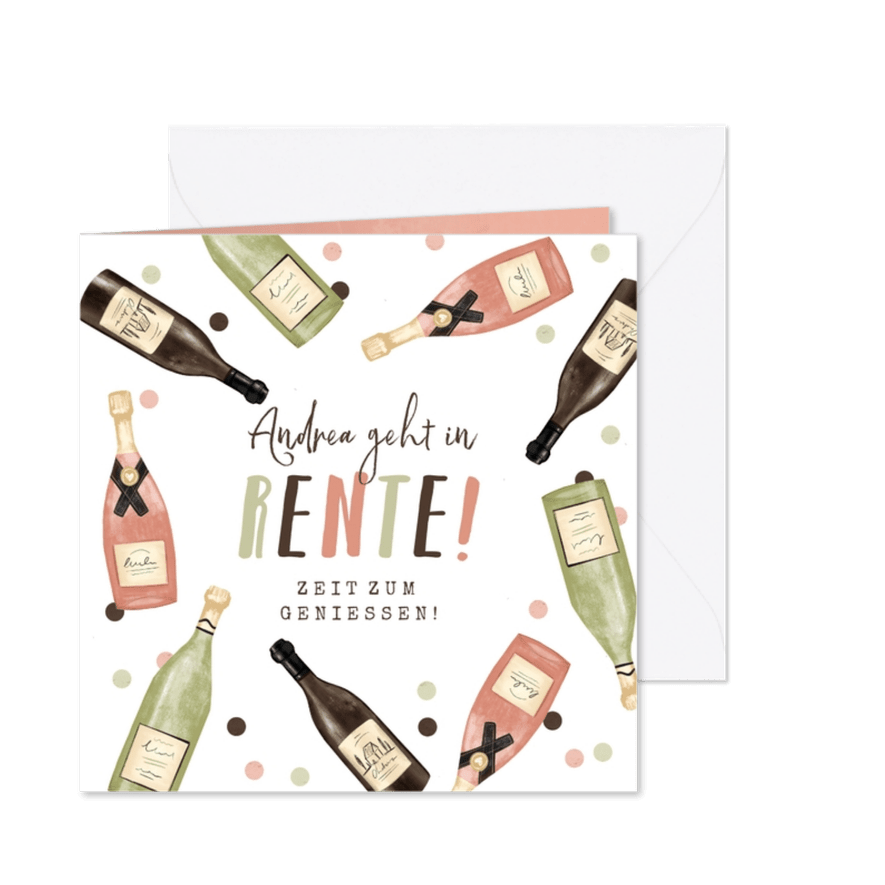 Glückwunschkarte zur Rente Champagner & Wein - Karteneindruck