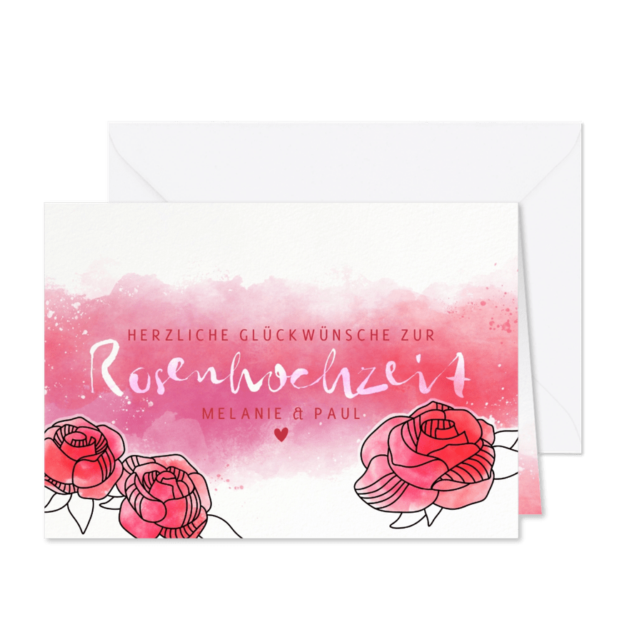 Glückwunschkarte zur Rosenhochzeit Illustration - Karteneindruck