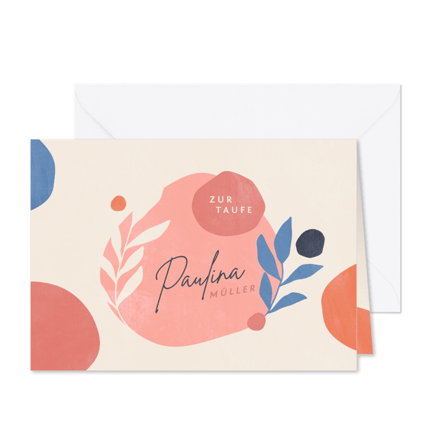 Glückwunschkarte zur Taufe Boho Floral Rosa - Karteneindruck

