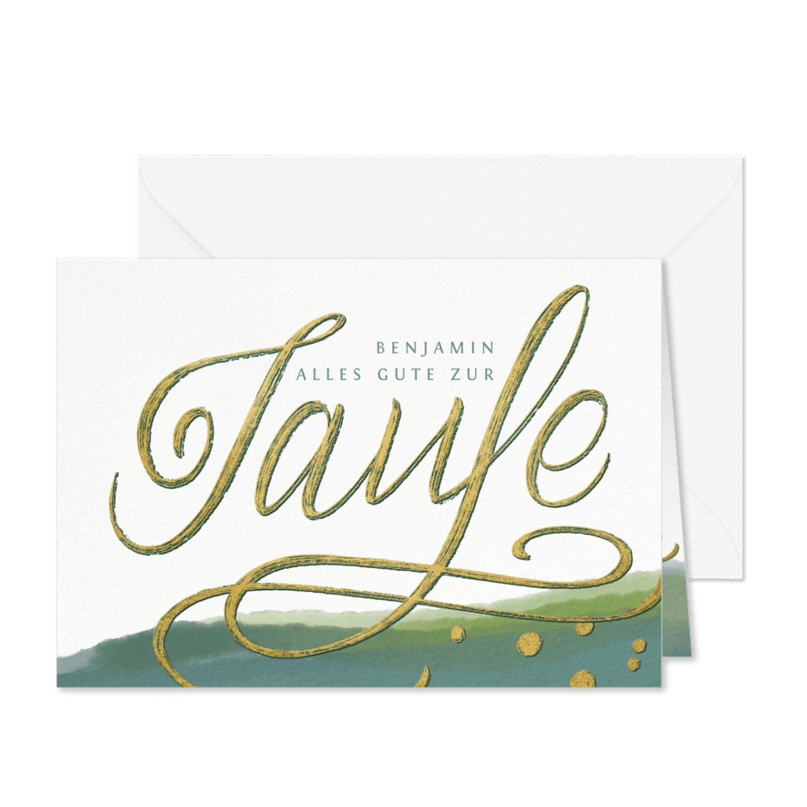 Glückwunschkarte zur Taufe mit Hand-Lettering Gold - Karteneindruck