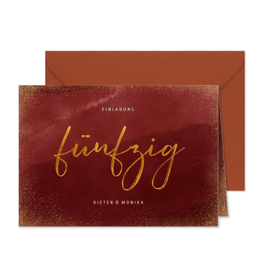 Goldene Hochzeit Einladung Fünfzig Goldlook - Karteneindruck