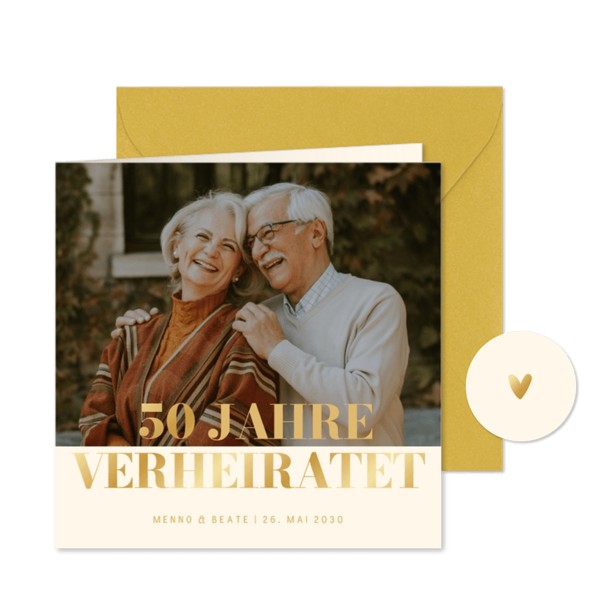 Goldene Hochzeit Fotokarte Einladung 50 Jahre verheiratet - Karteneindruck