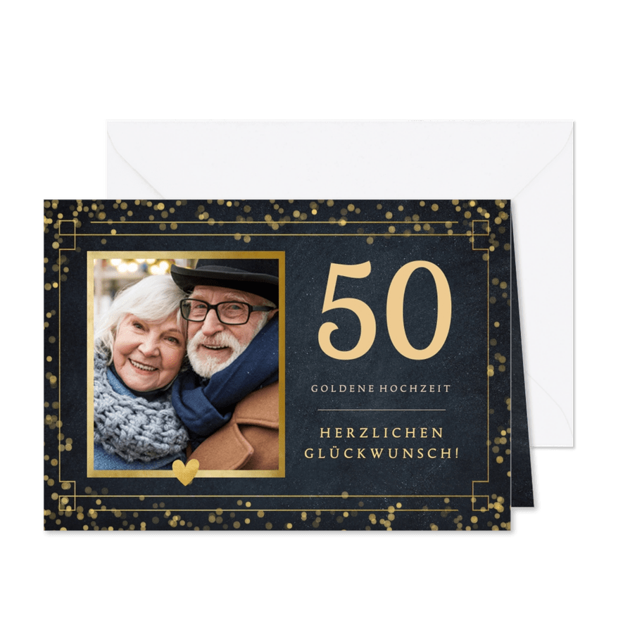 Goldene Hochzeit Glückwunschkarte 50 mit Foto - Karteneindruck