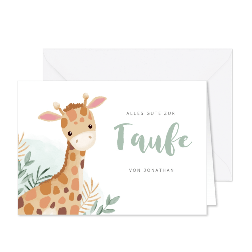 Gratulationskarte Taufe kleine Giraffe - Karteneindruck