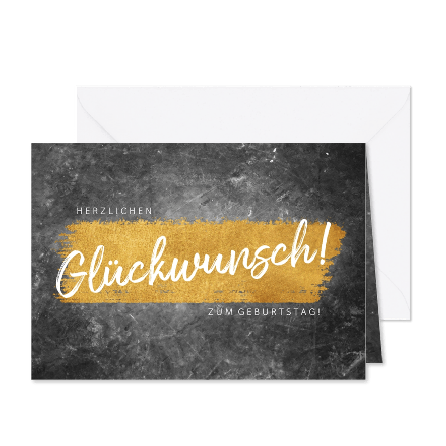 Graue Glückwunschkarte zum Geburtstag mit Foto - Karteneindruck