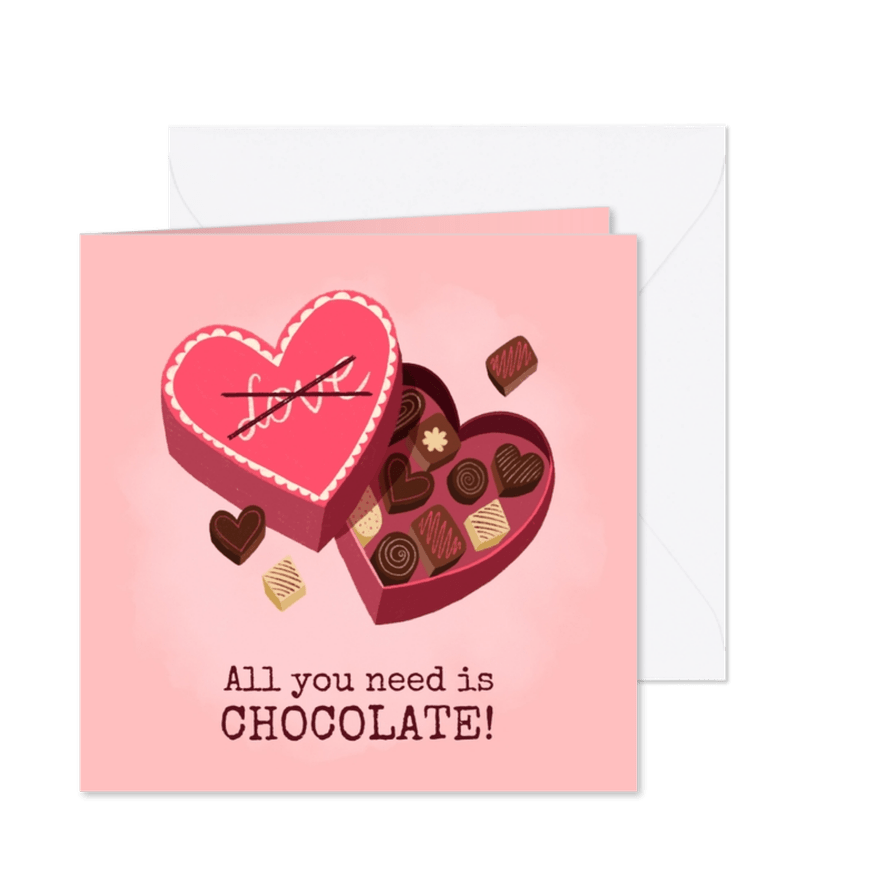 Grußkarte 'All you need is chocolate' - Karteneindruck