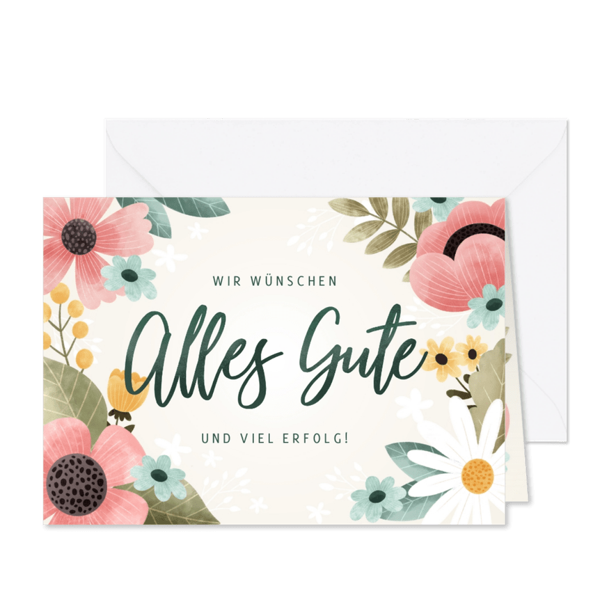 Grußkarte Alles Gute mit Blumenmuster - Karteneindruck