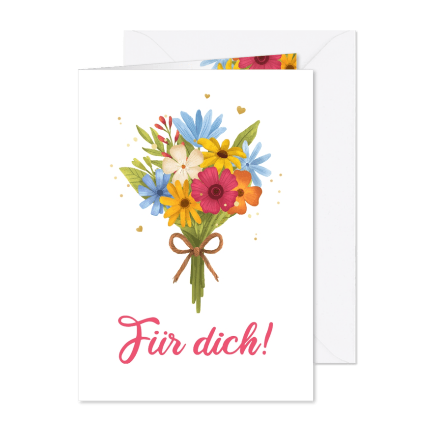 Grußkarte Blumenstrauß 'Für dich!' - Karteneindruck
